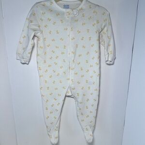 Vintage Carters Rubber Duck Zip Up Footie One Piece - Cottagecore Gender Neutral